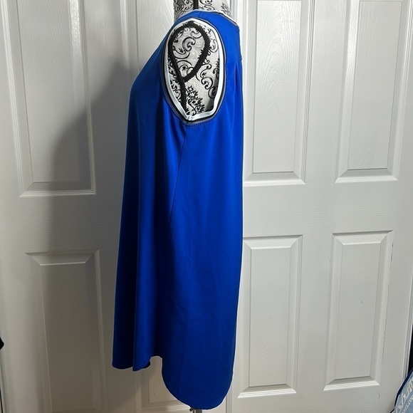 ABS Allen Schwartz Bright Blue Sleeveless Dress Shift L - Picture 3 of 6